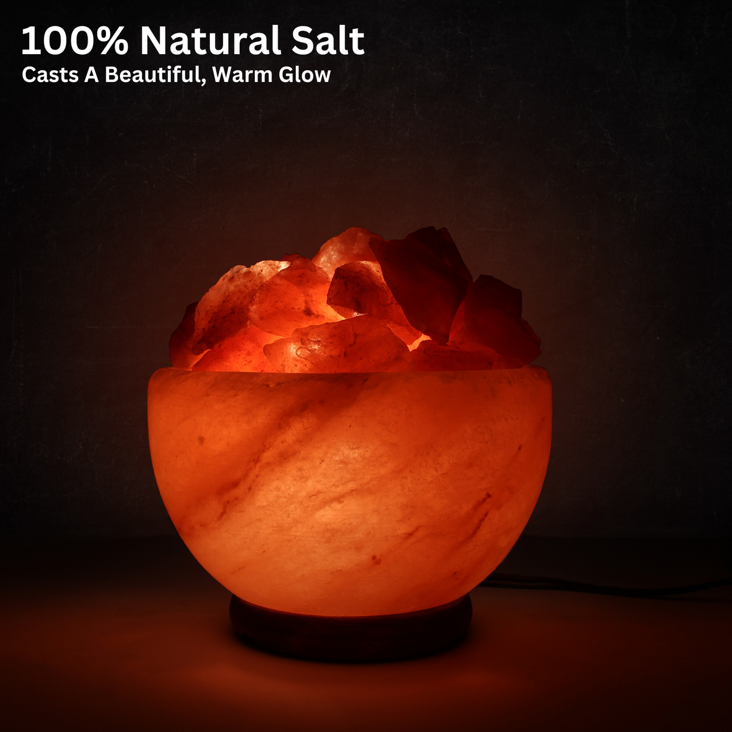 Natural Handmade Himalayan Salt Lamp with Crystal Chunks, Dimmer Cord and Classic Wood Base, Helps Boost Your Positive Mood with Better Sleep, Perfect Home Decor Gift