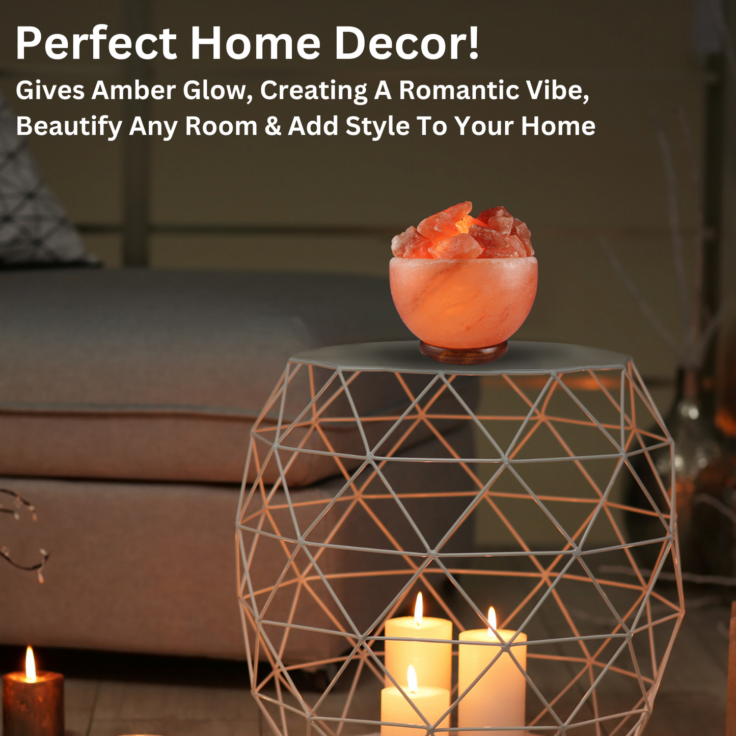 Natural Handmade Himalayan Salt Lamp with Crystal Chunks, Dimmer Cord and Classic Wood Base, Helps Boost Your Positive Mood with Better Sleep, Perfect Home Decor Gift