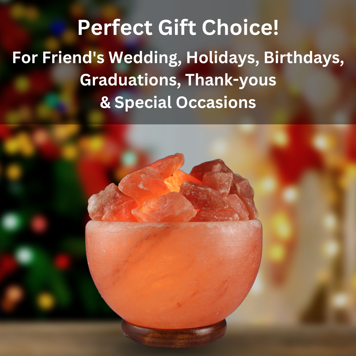 Natural Handmade Himalayan Salt Lamp with Crystal Chunks, Dimmer Cord and Classic Wood Base, Helps Boost Your Positive Mood with Better Sleep, Perfect Home Decor Gift